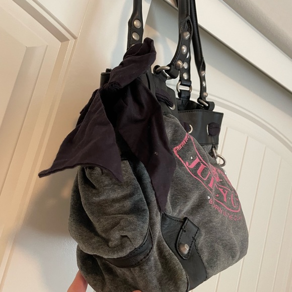 Vintage Juicy Couture Velour Bag Velvet Purse Scottie Dog Daydreamer Bow Y2K - Picture 4 of 7